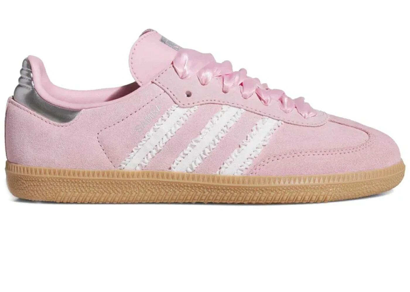 アディダス サンバ ピンク 白色 ホワイト 銀色 シルバー ジュニア キッズ ADIDAS SAMBA OG LIGHT PINK WHITE RIBBON SILVER METALLIC GUM (GS) / LIGHT PINK FOOTWEAR WHITE SILVER ベビー マタニティ スニーカー|スニケス