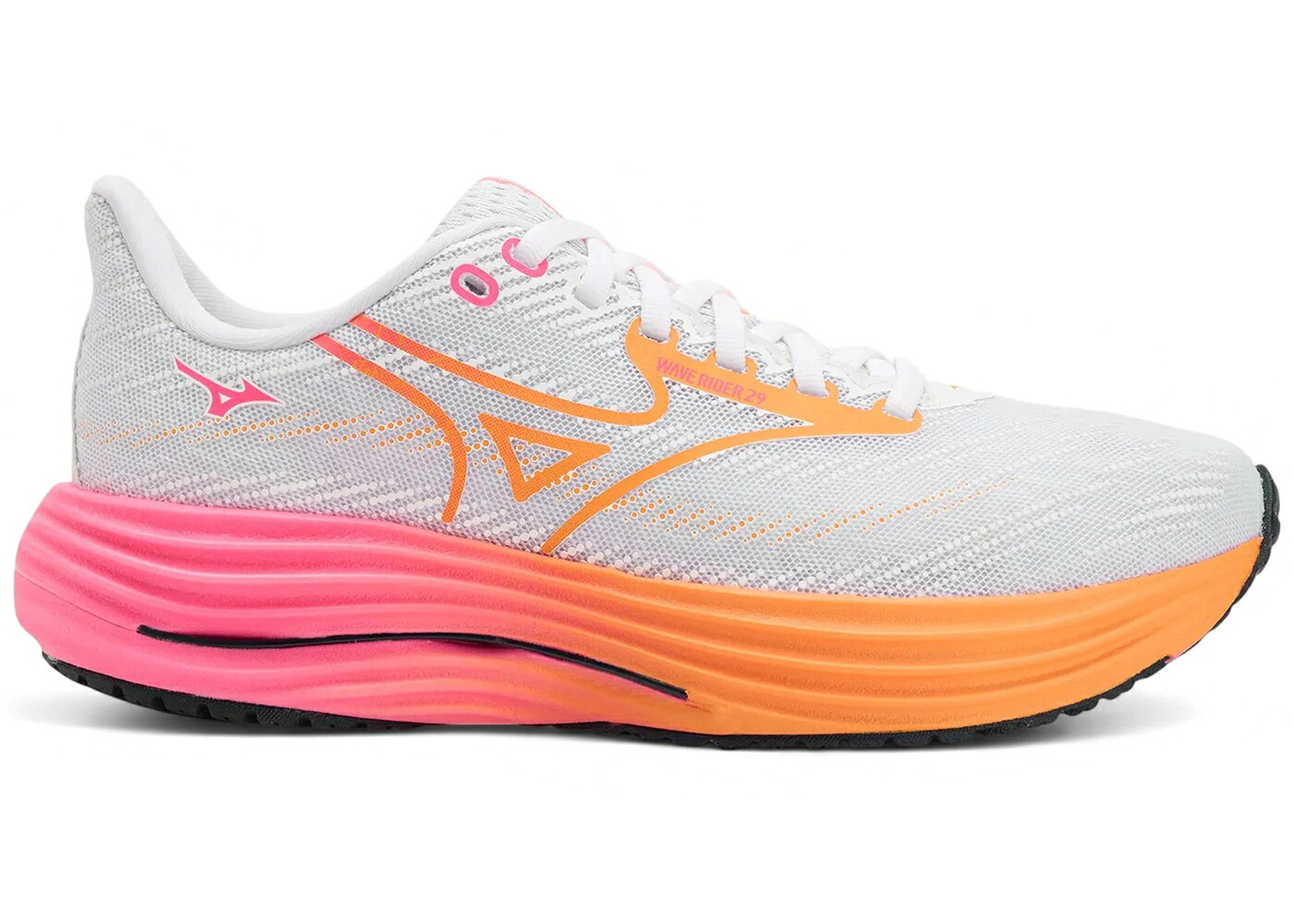 ミズノ ウェーブ ウェイブ 白色 ホワイト 橙 オレンジ ピンク スニーカー メンズ MIZUNO WAVE RIDER 28 WHITE TANG ORANGE PINK TETRA / WHITE TANG ORANGE PINK TETRA|スニケス