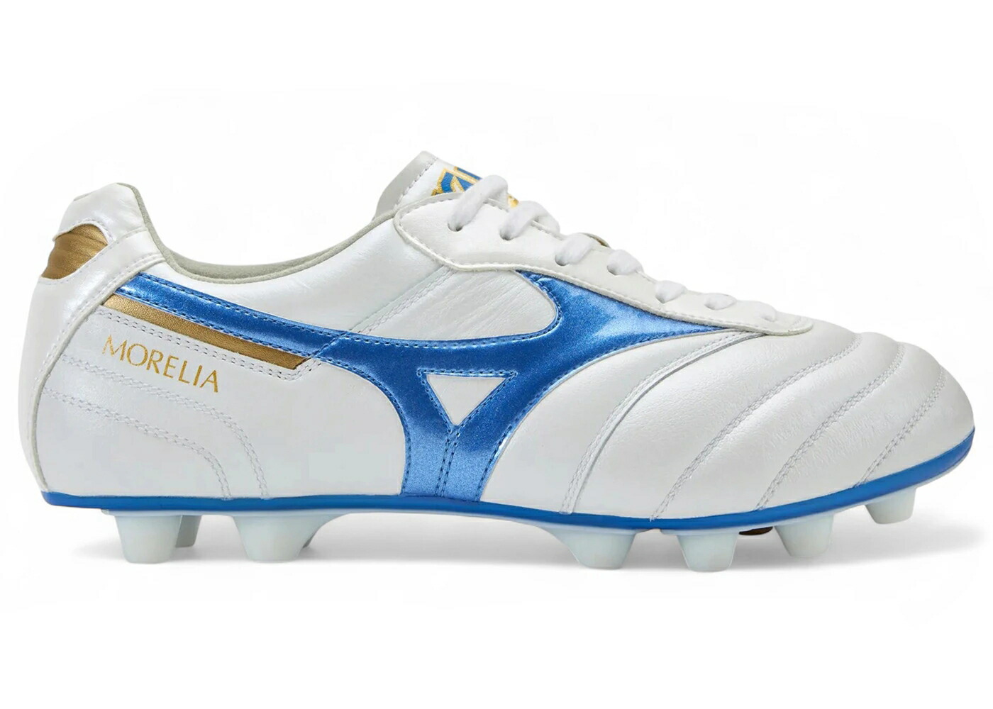 ミズノ エリート 白いこと 白いこと レーザ 青碧 青碧 ゴールド スニーカー メンズ MIZUNO MORELIA II ELITE MD WHITE LASER BLUE GOLD / WHITE LASER BLUE GOLD