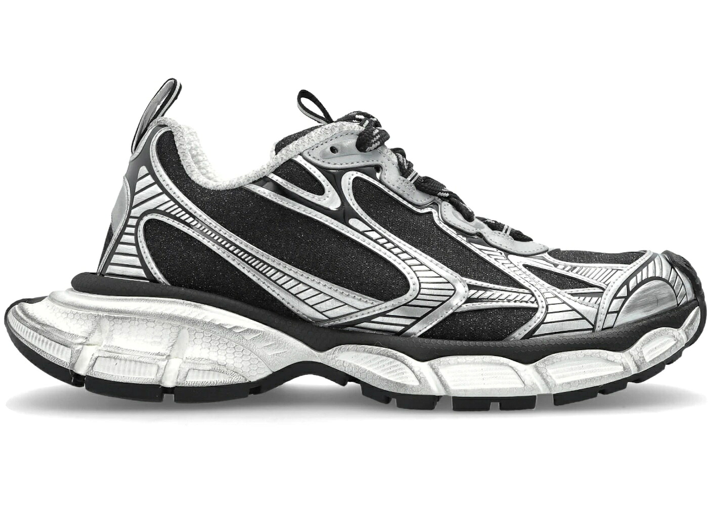 バレンシアガ 黒色 ブラック 銀色 シルバー WOMEN'S スニーカー レディース BALENCIAGA 3XL LACE-UP BLACK SILVER (WOMEN'S) / BLACK SILVER|スニケス