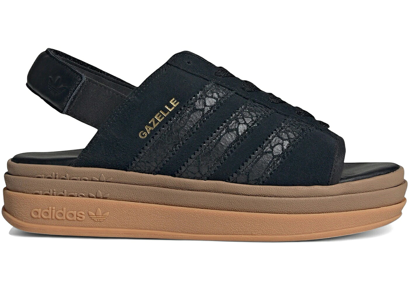 アディダス ガゼル サンダル コア 黒色 ブラック ゴールド WOMEN'S スニーカー レディース ADIDAS GAZELLE BOLD SANDALS CORE BLACK SNAKESKIN (WOMEN'S) / CORE BLACK CORE BLACK GOLD|スニケス