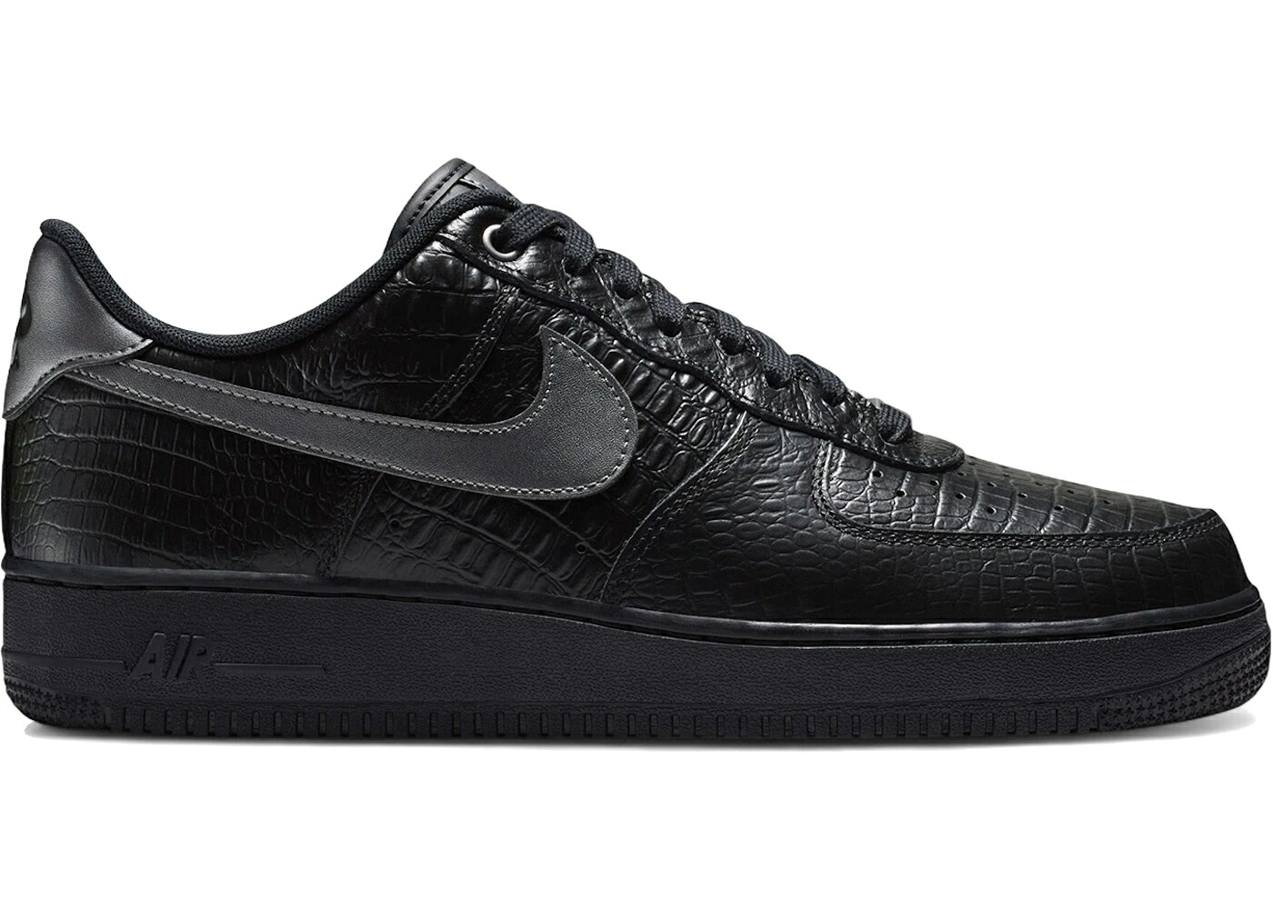 ナイキ 黒色 ブラック 灰色 グレー エアフォース スニーカー メンズ NIKE AIR FORCE 1 LOW BLACK METALLIC DARK GREY CROC / BLACK METALLIC DARK GREY|スニケス