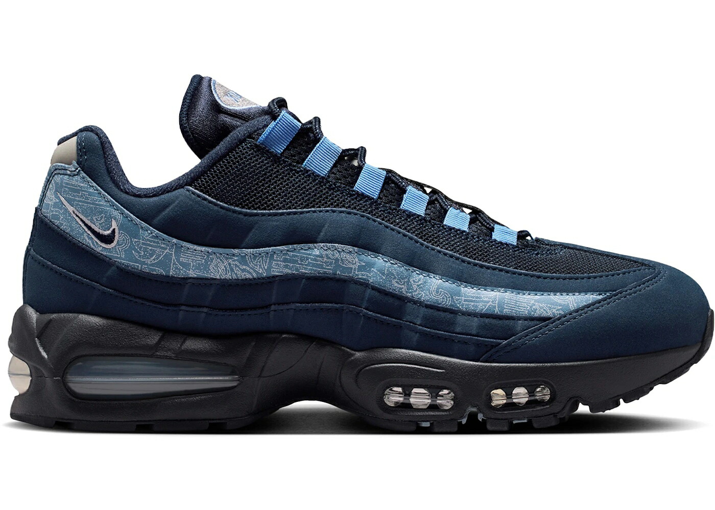 ナイキ マックス バブル 青色 ブルー 白色 ホワイト エアマックス スニーカー メンズ NIKE AIR MAX 95 SE BIG BUBBLE OBSIDIAN WORK BLUE / MULTI COLOUR MULTI COLOUR WHITE|スニケス
