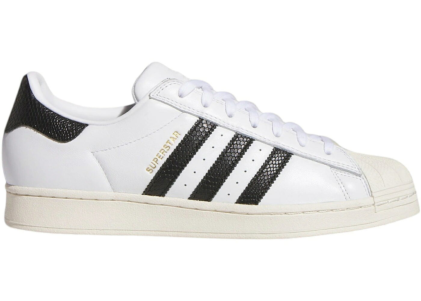 アディダス スーパースター 白色 ホワイト 黒色 ブラック コア ゴールド スニーカー メンズ ADIDAS SUPERSTAR ADV WHITE BLACK SNAKESKIN / CLOUD WHITE CORE BLACK GOLD|スニケス