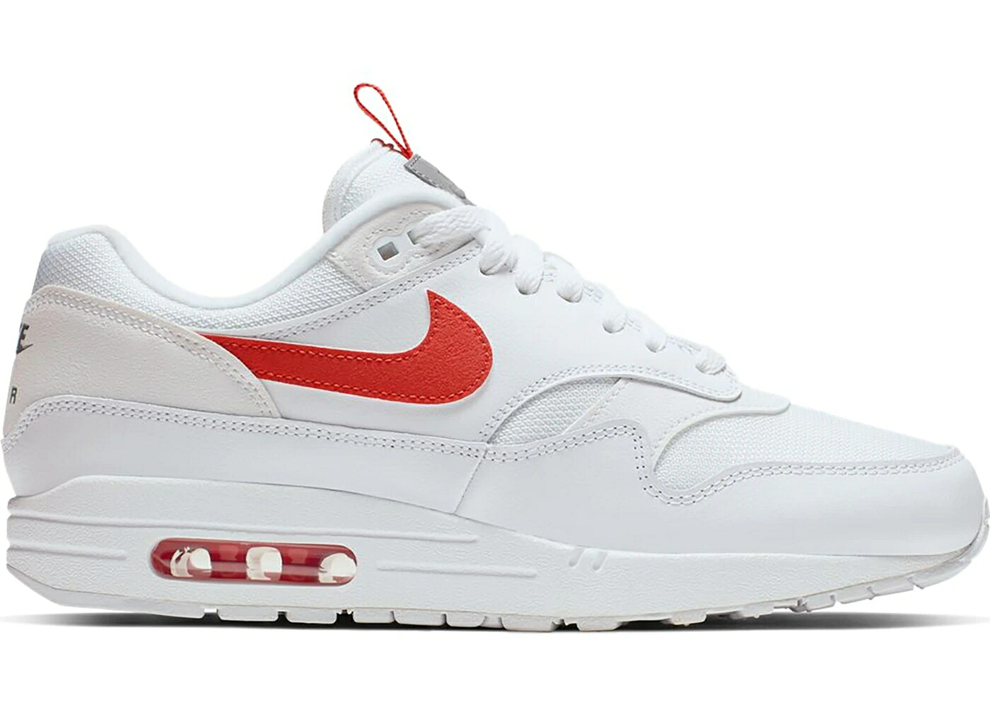 ナイキ マックス 白色 ホワイト チーム 橙 オレンジ エアマックス スニーカー メンズ NIKE AIR MAX 1 TONGUE TAB WHITE TEAM ORANGE / WHITE TEAM ORANGE｜スニケス