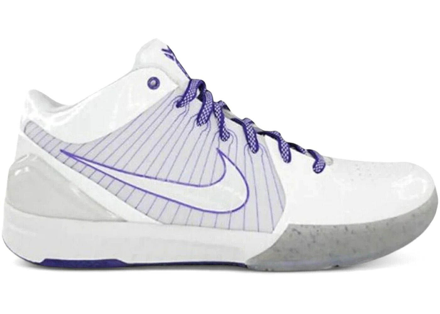 ナイキ コービー 紫 パープル 白色 ホワイト 灰色 グレー スニーカー メンズ NIKE KOBE 4 PURPLE SPLATTER / WHITE WHITE NEUTRAL GREY VARSITY｜スニケス
