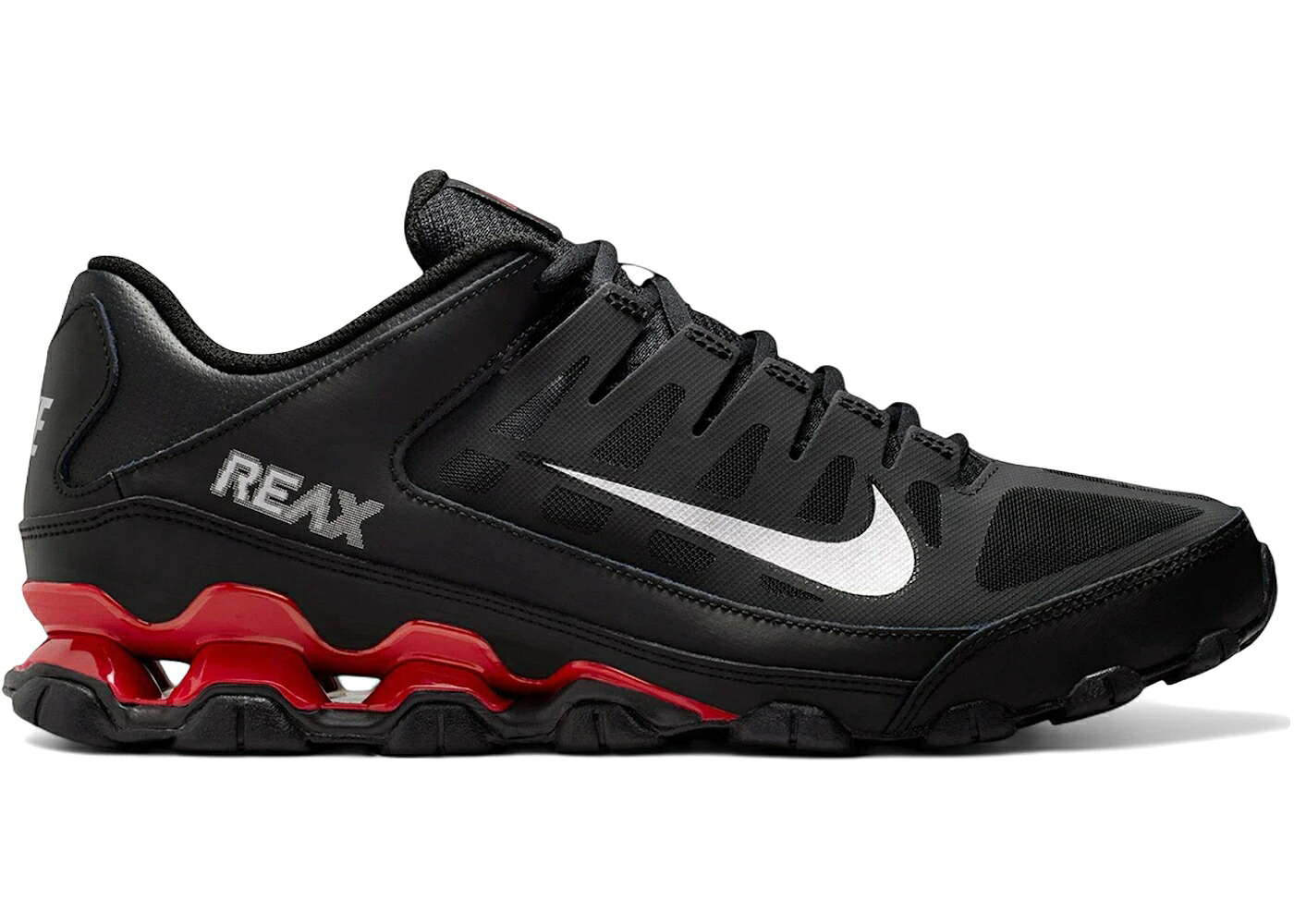 ナイキ 黒色 ブラック 赤 レッド 銀色 シルバー スニーカー メンズ NIKE REAX 8 TR BLACK UNIVERSITY RED SILVER / BLACK UNIVERSITY RED METALLIC｜スニケス