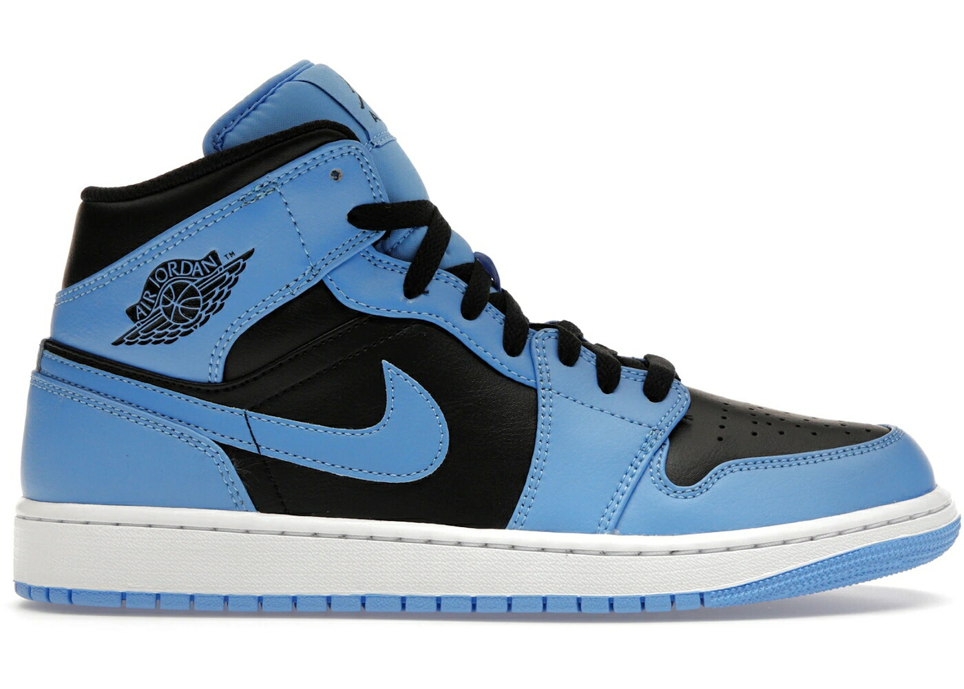 ナイキ ジョーダン ミッド 青味 青み 黒いこと 黒いこと 白いこと 白いこと スニーカー メンズ JORDAN 1 MID UNIVERSITY BLUE BLACK / UNIVERSITY BLUE WHITE BLACK