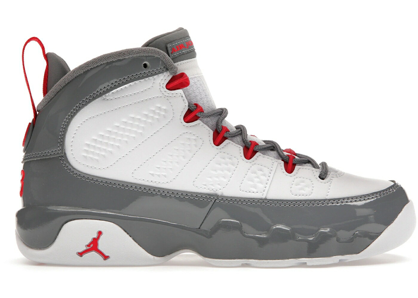 ナイキ ジョーダン ファイア 赤 レッド 白色 ホワイト 灰色 グレー ジュニア キッズ JORDAN 9 RETRO FIRE RED (GS) / WHITE FIRE RED GREY ベビー マタニティ スニーカー