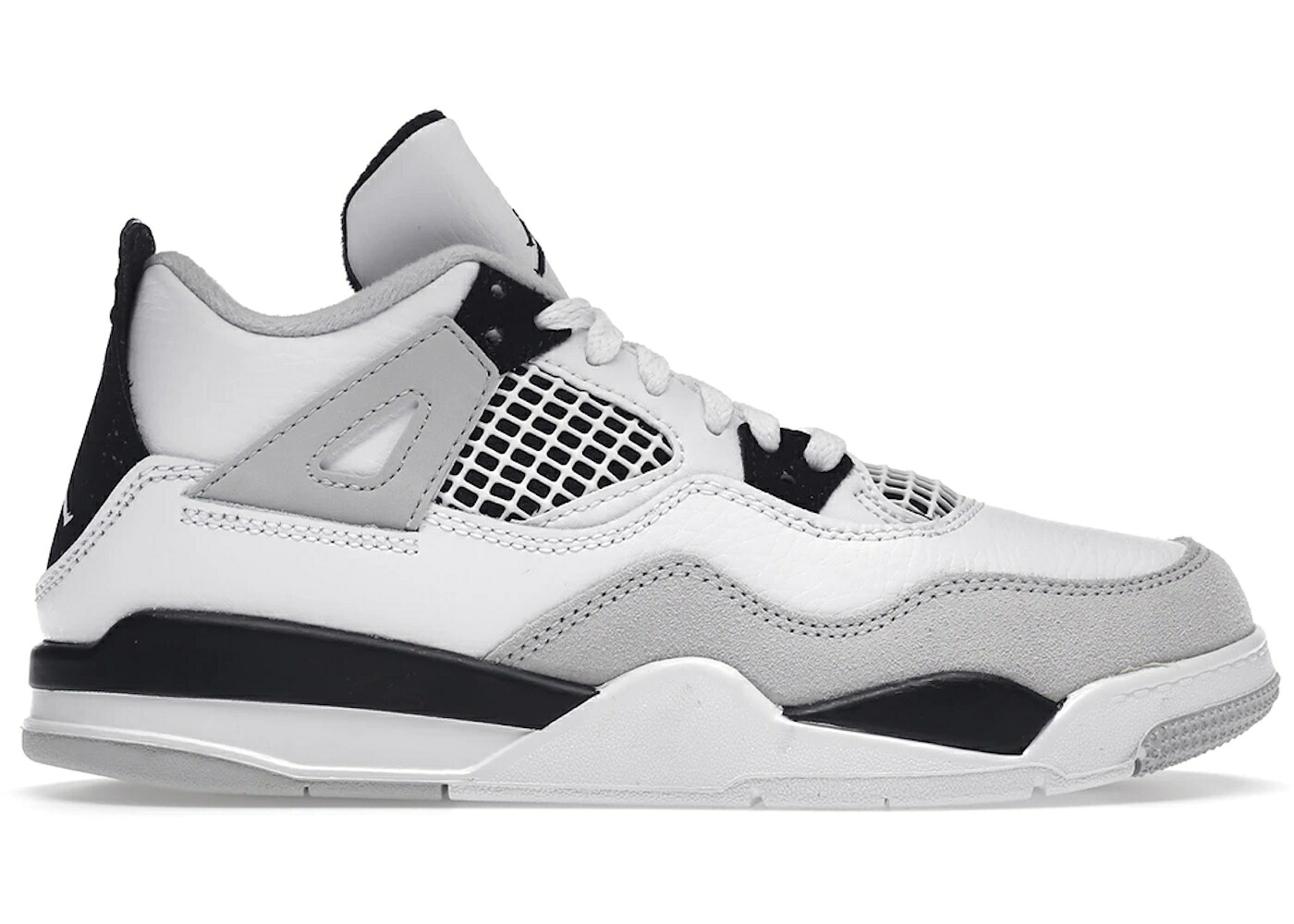 ナイキ ジョーダン 黒色 ブラック 白色 ホワイト 灰色 グレー ジュニア キッズ JORDAN 4 RETRO MILITARY BLACK (PS) / WHITE BLACK NEUTRAL GREY ベビー マタニティ スニーカー