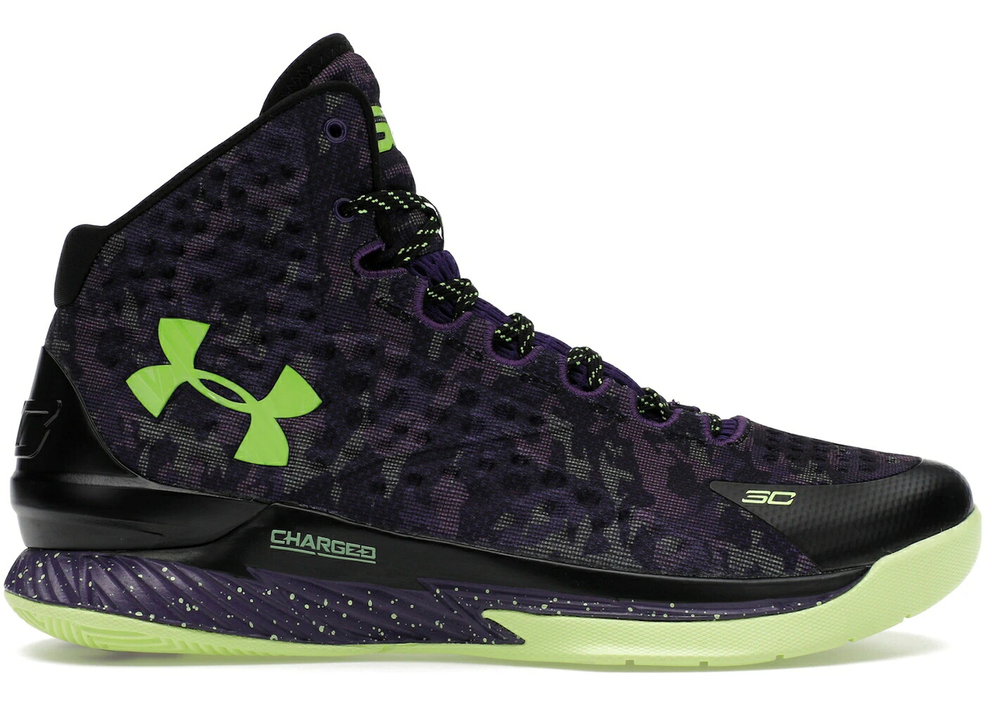 カリー 黒いこと 黒いこと 緑 緑であること 紫 パープル アンダーアーマー スニーカー メンズ UNDER ARMOUR UNDER ARMOUR CURRY 1 RETRO DARK MATTER / BLACK BRIGHT GREEN PURPLE