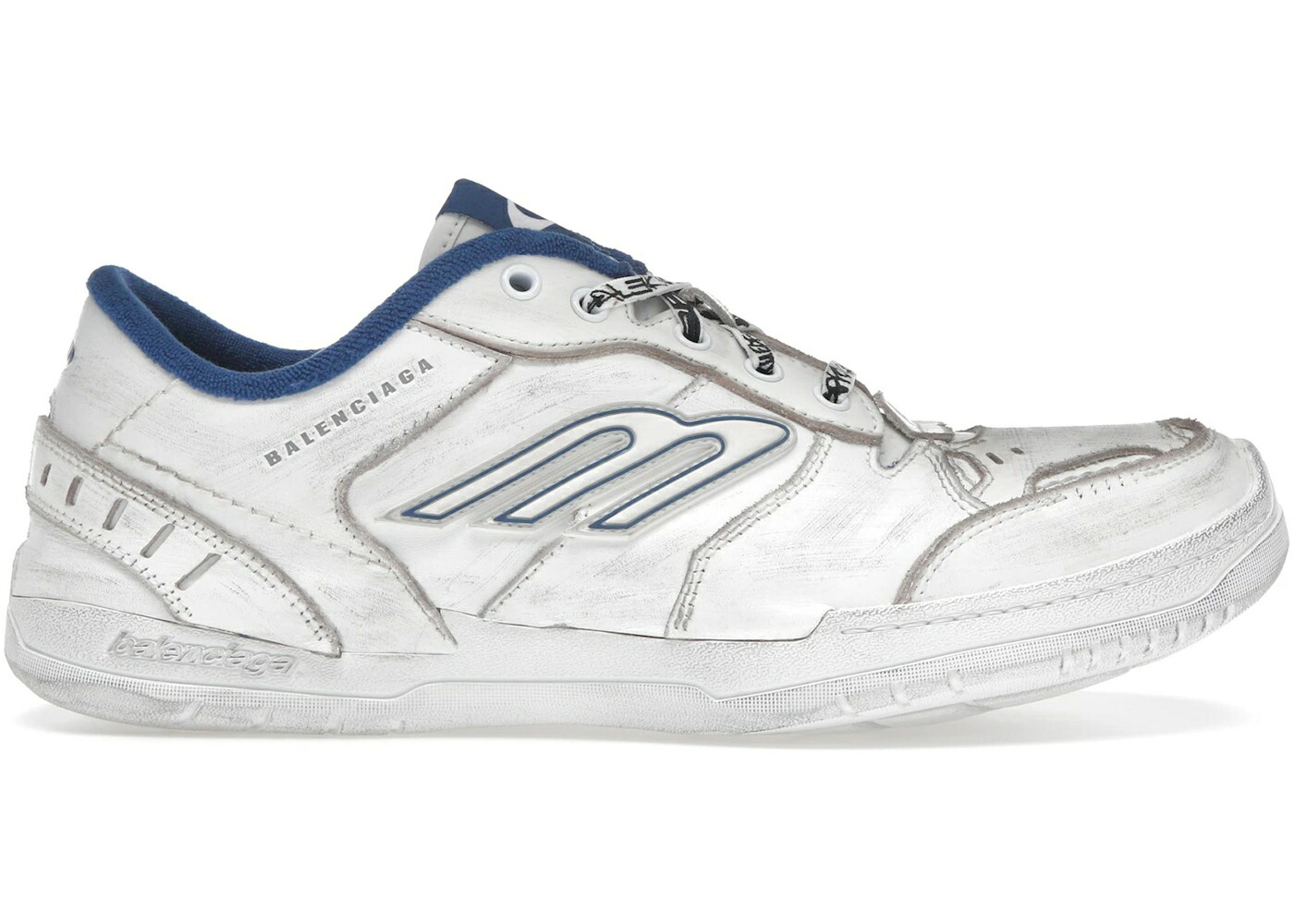 バレンシアガ 白色 ホワイト 青色 ブルー スニーカー メンズ BALENCIAGA HAMPTONS WORN-OUT WHITE DARK BLUE / WHITE DARK BLUE