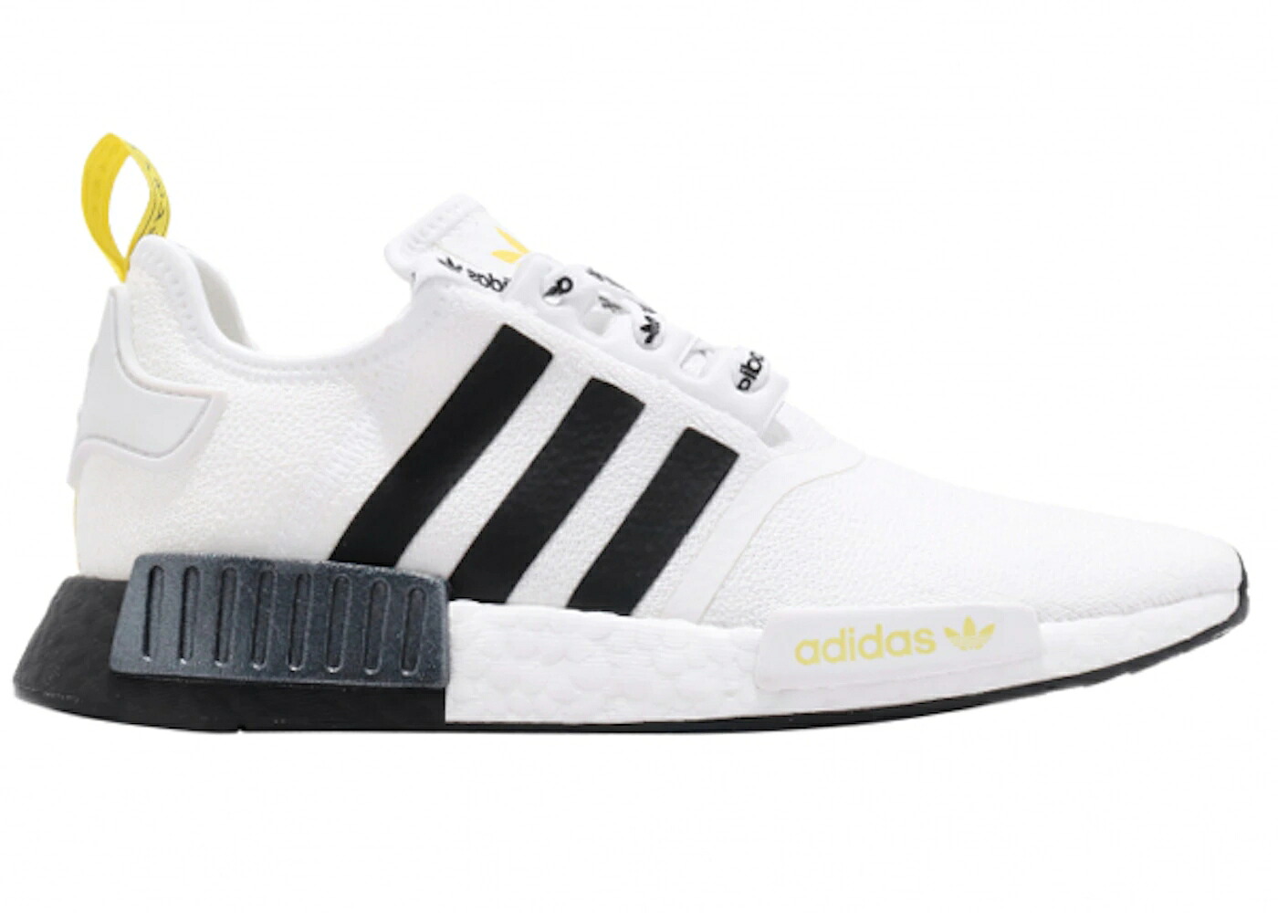 アディダス 白色 ホワイト 黒色 ブラック 黄色 イエロー スニーカー メンズ ADIDAS NMD R1 STLT PRIMEKNIT WHITE BLACK BRIGHT YELLOW / WHITE BLACK BRIGHT YELLOW