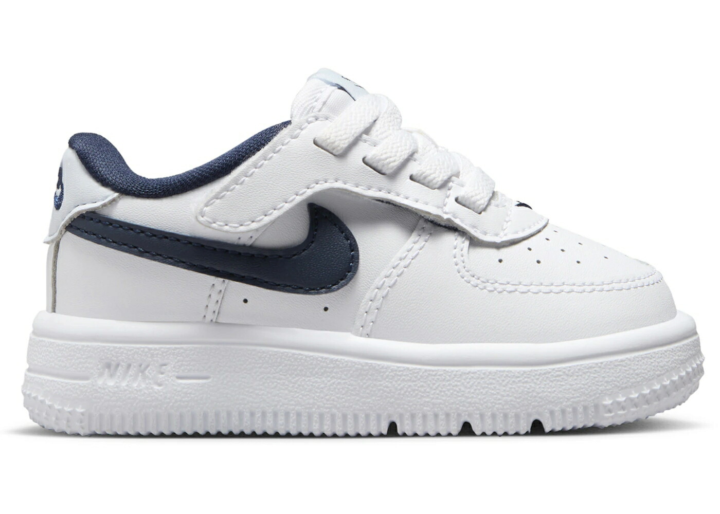 ナイキ 白色 ホワイト 灰色 グレー 紺色 ネイビー ジュニア キッズ NIKE FORCE 1 LOW EASYON WHITE FOOTBALL GREY MIDNIGHT NAVY (I) / WHITE FOOTBALL GREY MIDNIGHT ベビー マタニティ スニーカー