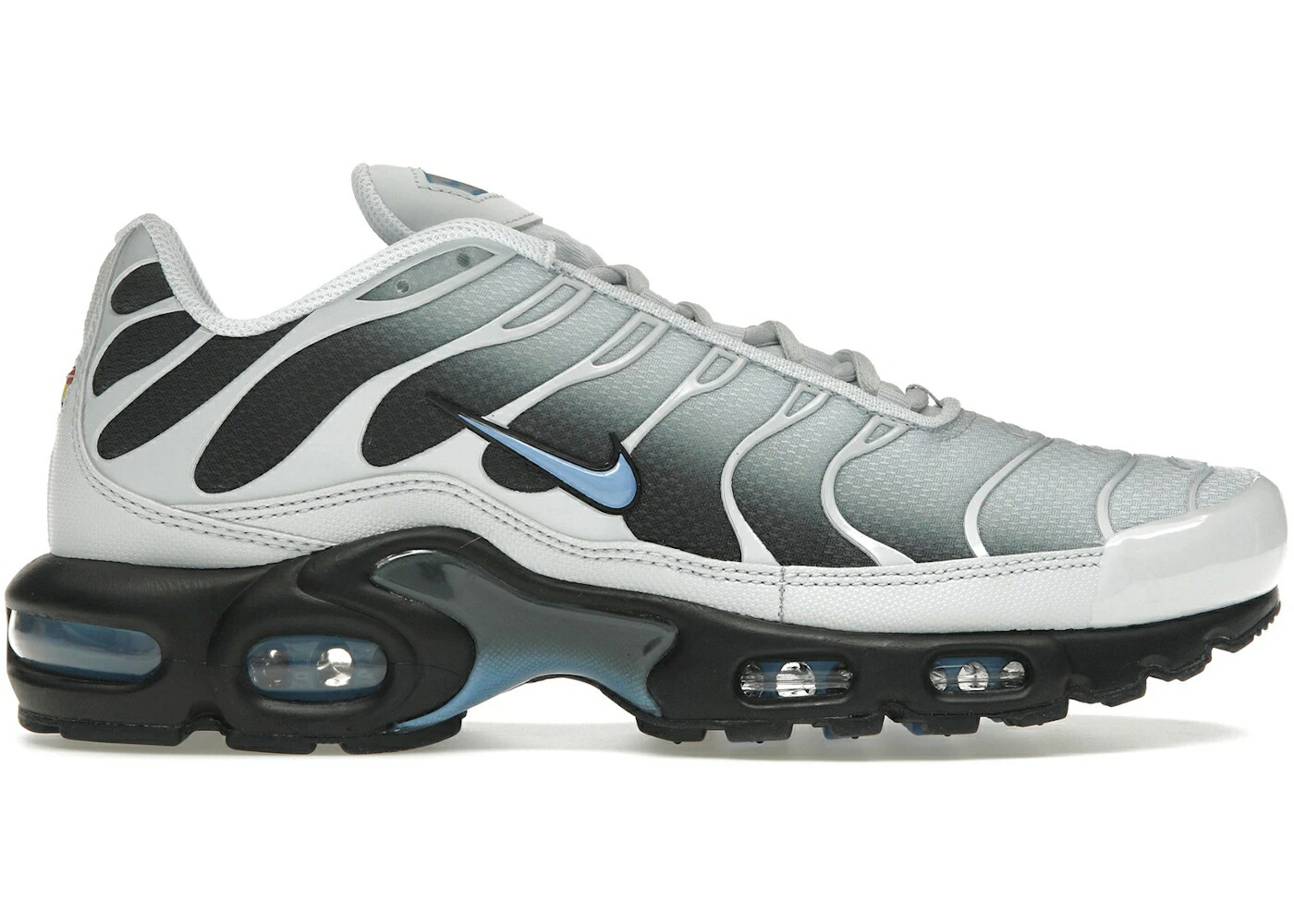 ナイキ マックス 灰色 グレー 青色 ブルー 黒色 ブラック エアマックスプラス スニーカー メンズ NIKE AIR MAX PLUS GREY UNIVERSITY BLUE BLACK / GREY UNIVERSITY BLUE BLACK