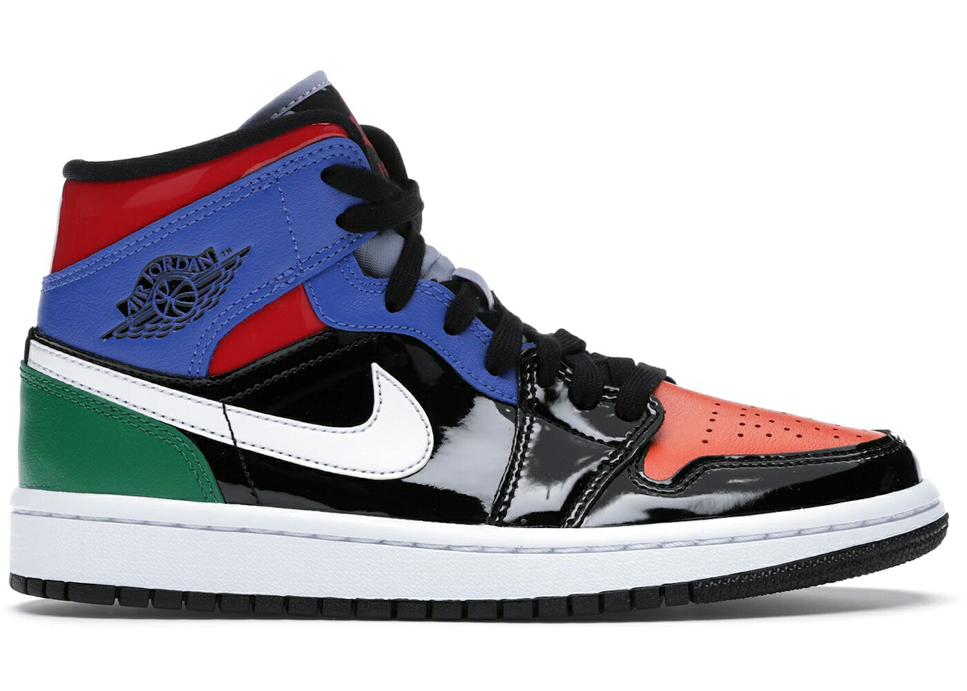 ナイキ ジョーダン ミッド パテント 黒色 ブラック 赤 レッド WOMEN スニーカー レディース JORDAN 1 MID MULTI PATENT (WOMEN) / BLACK UNIVERSITY RED HYPER ROYAL