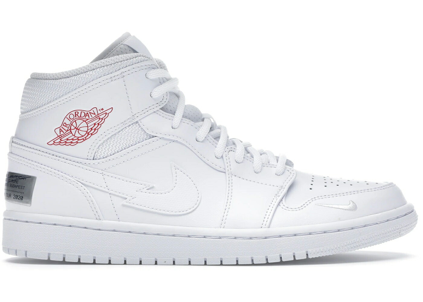 ナイキ ジョーダン ミッド スウッシュ スウォッシュ 白いこと 白いこと 赤 赤いこと スニーカー メンズ JORDAN 1 MID SE NIKE SWOOSH ON TOUR (2020) / WHITE WHITE GYM RED WHITE