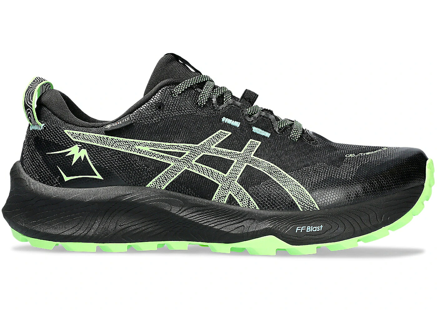 アシックス 黒色 ブラック 緑 グリーン スニーカー メンズ ASICS GEL-TRABUCO 12 GTX BLACK ILLUMINATE GREEN / BLACK ILLUMINATE GREEN｜スニケス