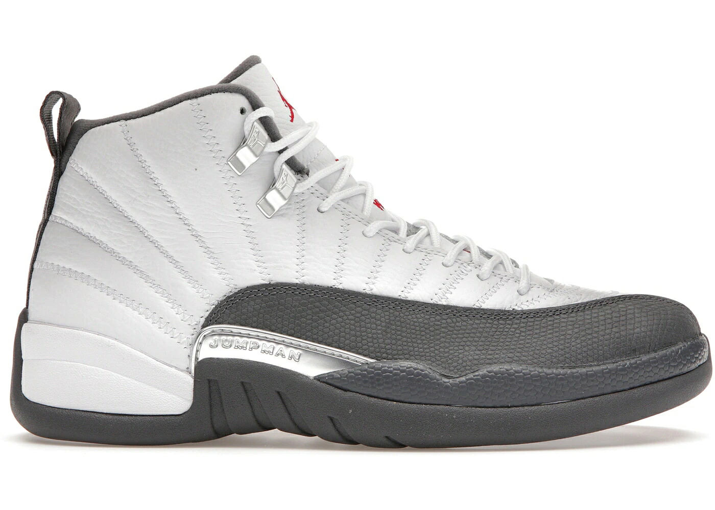 ナイキ ジョーダン 白色 ホワイト 灰色 グレー 赤 レッド スニーカー メンズ JORDAN 12 RETRO WHITE DARK GREY / WHITE DARK GREY GYM RED|スニケス