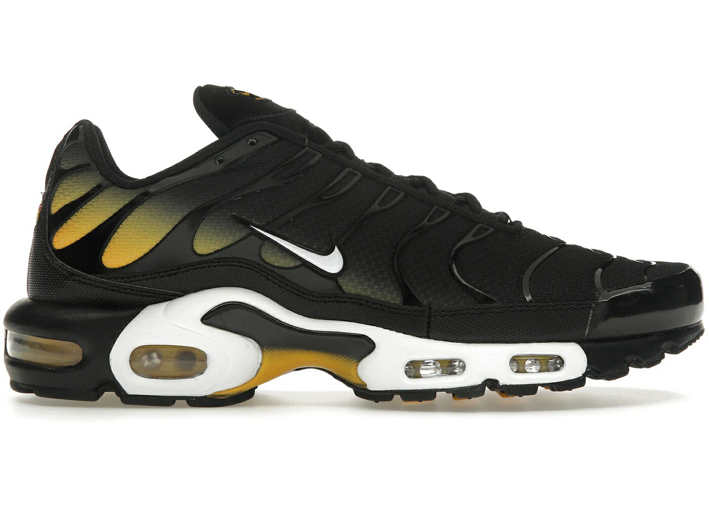 ナイキ マックス 黒色 ブラック ゴールド 白色 ホワイト エアマックスプラス スニーカー メンズ NIKE AIR MAX PLUS BLACK UNIVERSITY GOLD WHITE / BLACK UNIVERSITY GOLD WHITE