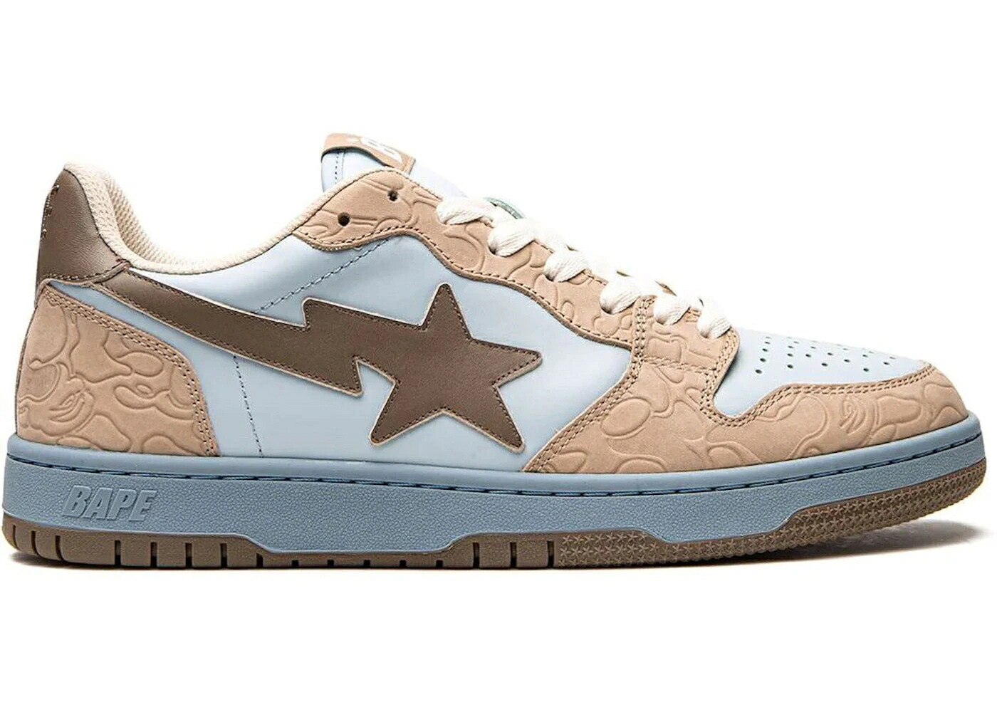 ベイプ コート ベージュ 茶色 ブラウン 青色 ブルー スニーカー メンズ BAPE A BATHING APE COURT STA BEIGE / BEIGE LIGHT BROWN BLUE|スニケス