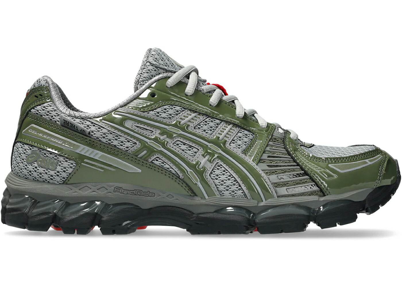 アシックス オリーブ 緑 緑であること 薄墨色 薄墨色 赤 赤いこと 12.1 スニーカー メンズ ASICS GEL-KAYANO UP THERE / OLIVE GREEN GREY RED
