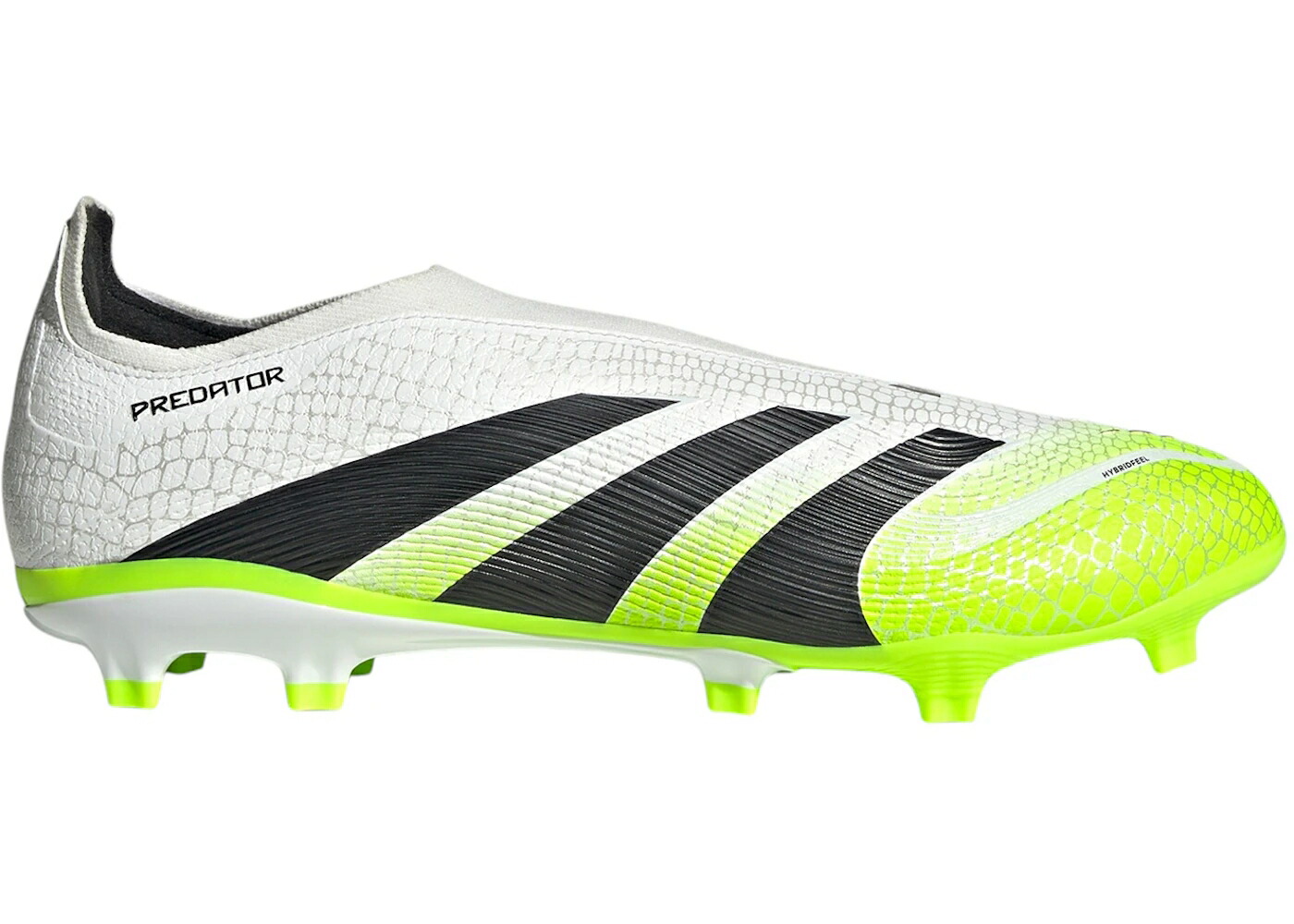 アディダス プレデター 白色 ホワイト コア 黒色 ブラック スニーカー メンズ ADIDAS PREDATOR LEAGUE LACELESS FG/MG CLOUD WHITE CORE BLACK LUCID LEMON / CLOUD WHITE CORE BLACK LUCID｜スニケス