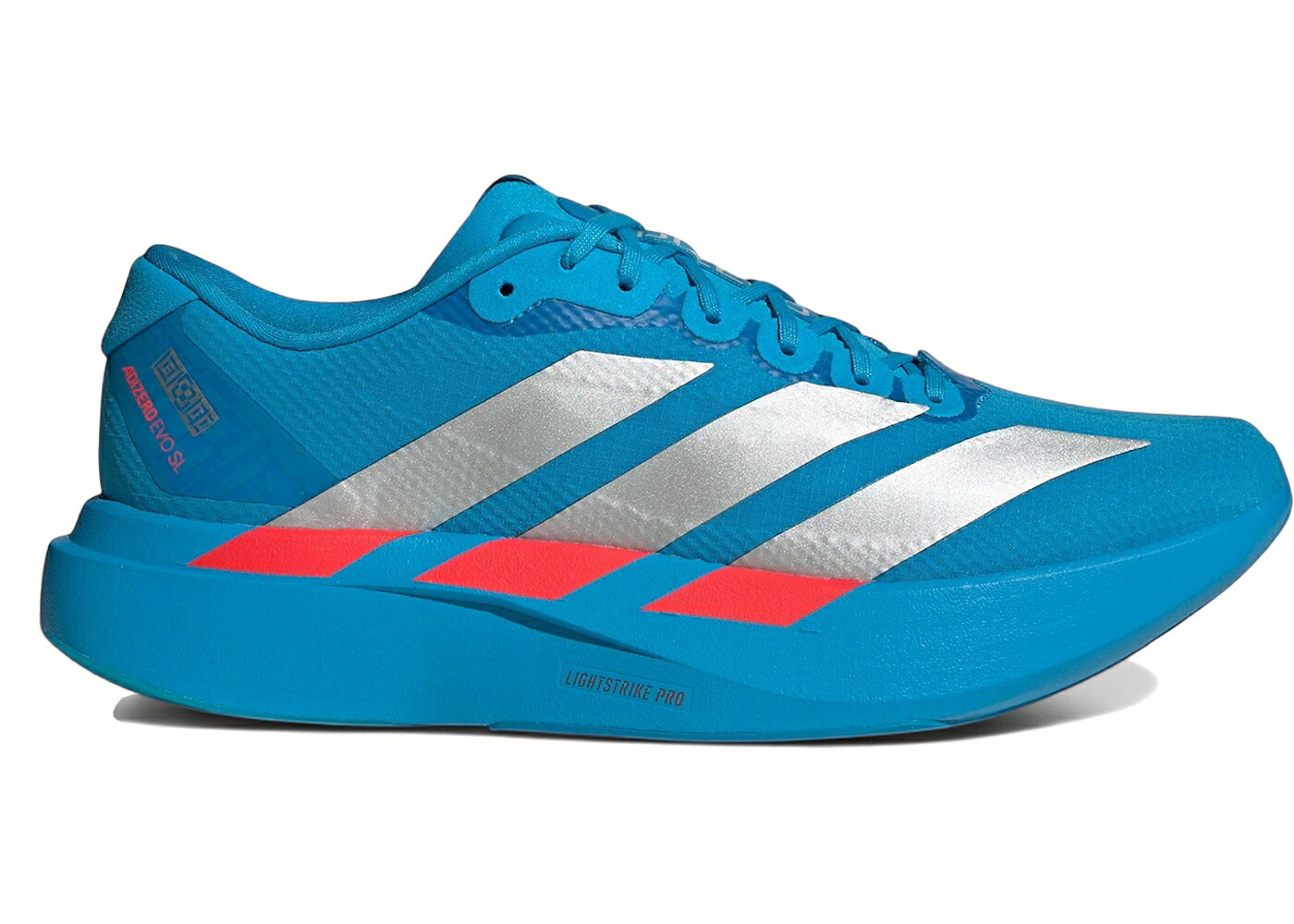 アディダス アディゼロ 青み 青色 しろがね色 しろがね色 スニーカー メンズ ADIDAS ADIZERO EVO SL EKIDEN SOLAR BLUE SILVER / SOLAR BLUE SILVER METALLIC LUCID