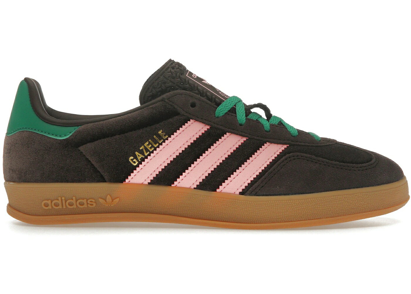 アディダス ガゼル 赤銅色 赤銅色 サクラ色 緑 緑であること WOMEN\u0027S スニーカー レディース ADIDAS GAZELLE INDOOR BROWN VELVET (WOMEN\u0027S) / BROWN PINK GREEN