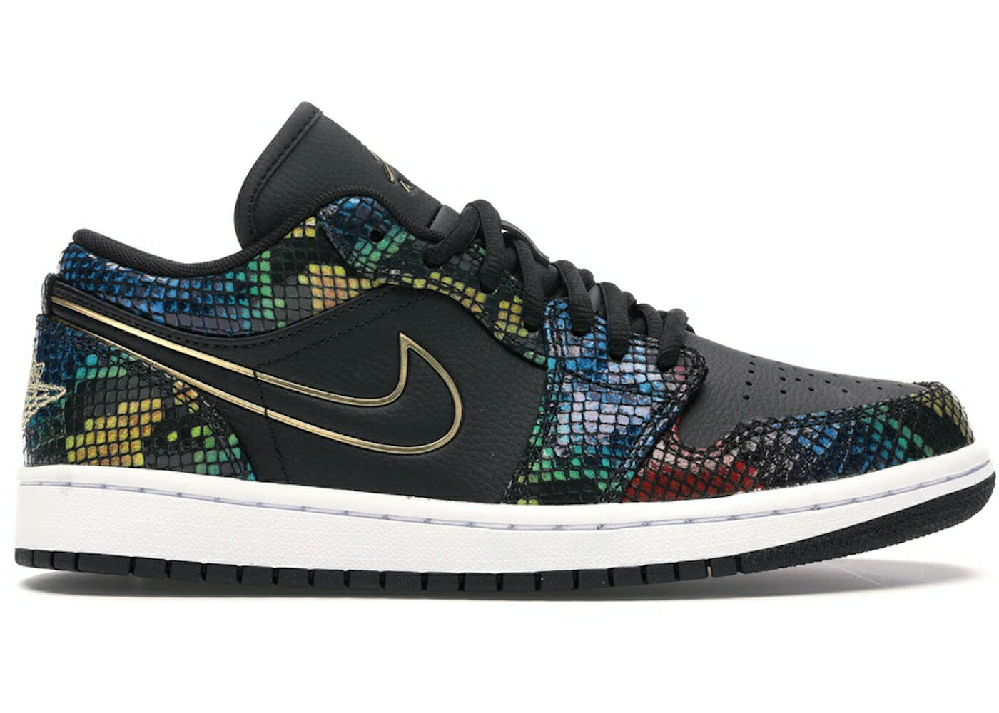 ナイキ ジョーダン 黒いこと 黒いこと ゴールド WOMEN\u0027S スニーカー レディース JORDAN 1 LOW MULTICOLOR SNAKESKIN (2020) (WOMEN\u0027S) / BLACK METALLIC GOLD