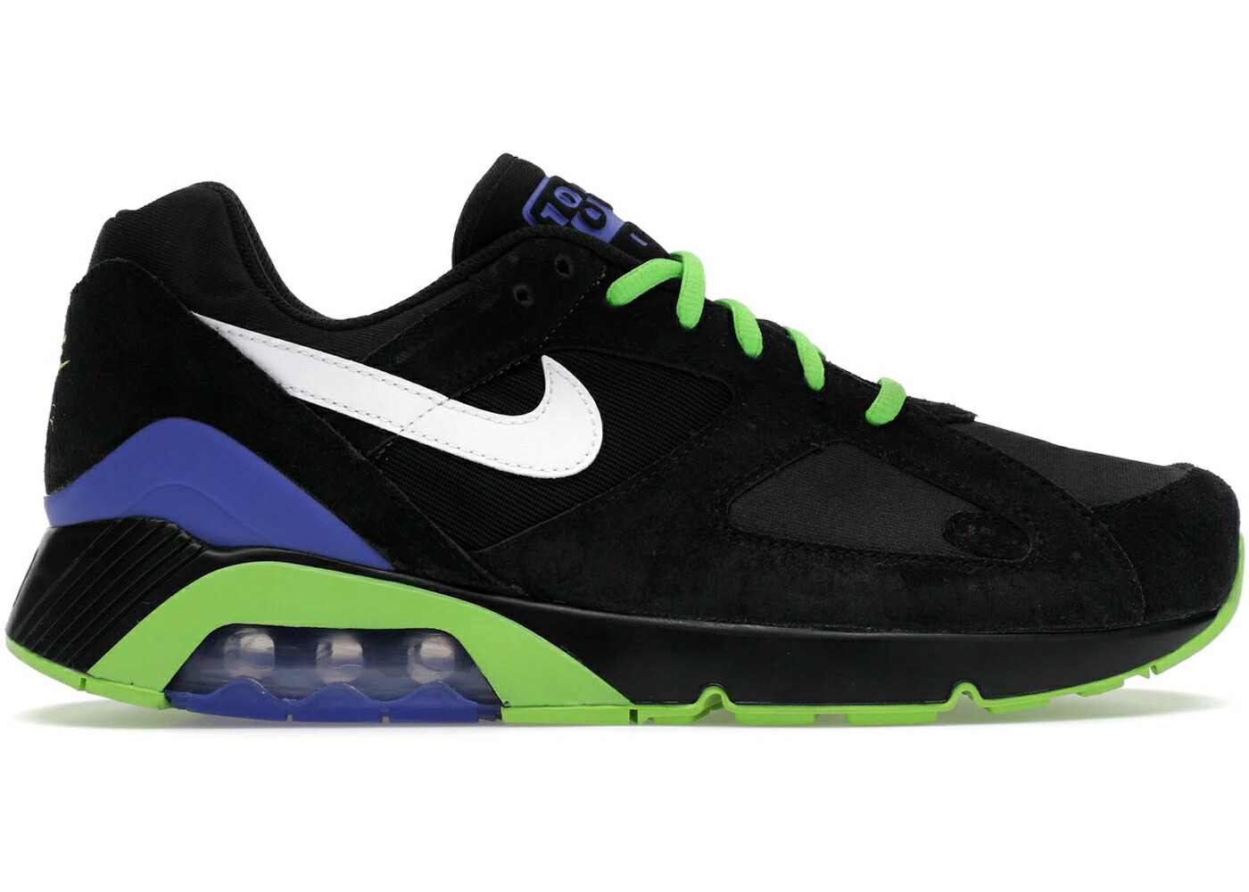 ナイキ マックス 黒色 ブラック 白色 ホワイト アクション 緑 グリーン エアマックス スニーカー メンズ NIKE AIR MAX 180 QS JOKER / BLACK WHITE ACTION GREEN