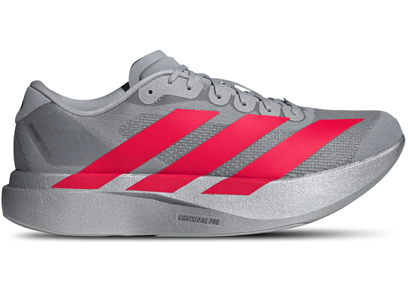 アディダス アディゼロ しろがね色 しろがね色 赤 赤いこと スニーカー メンズ ADIDAS ADIZERO EVO SL SILVER METALLIC LUCID RED / SILVER METALLIC LUCID RED IRON
