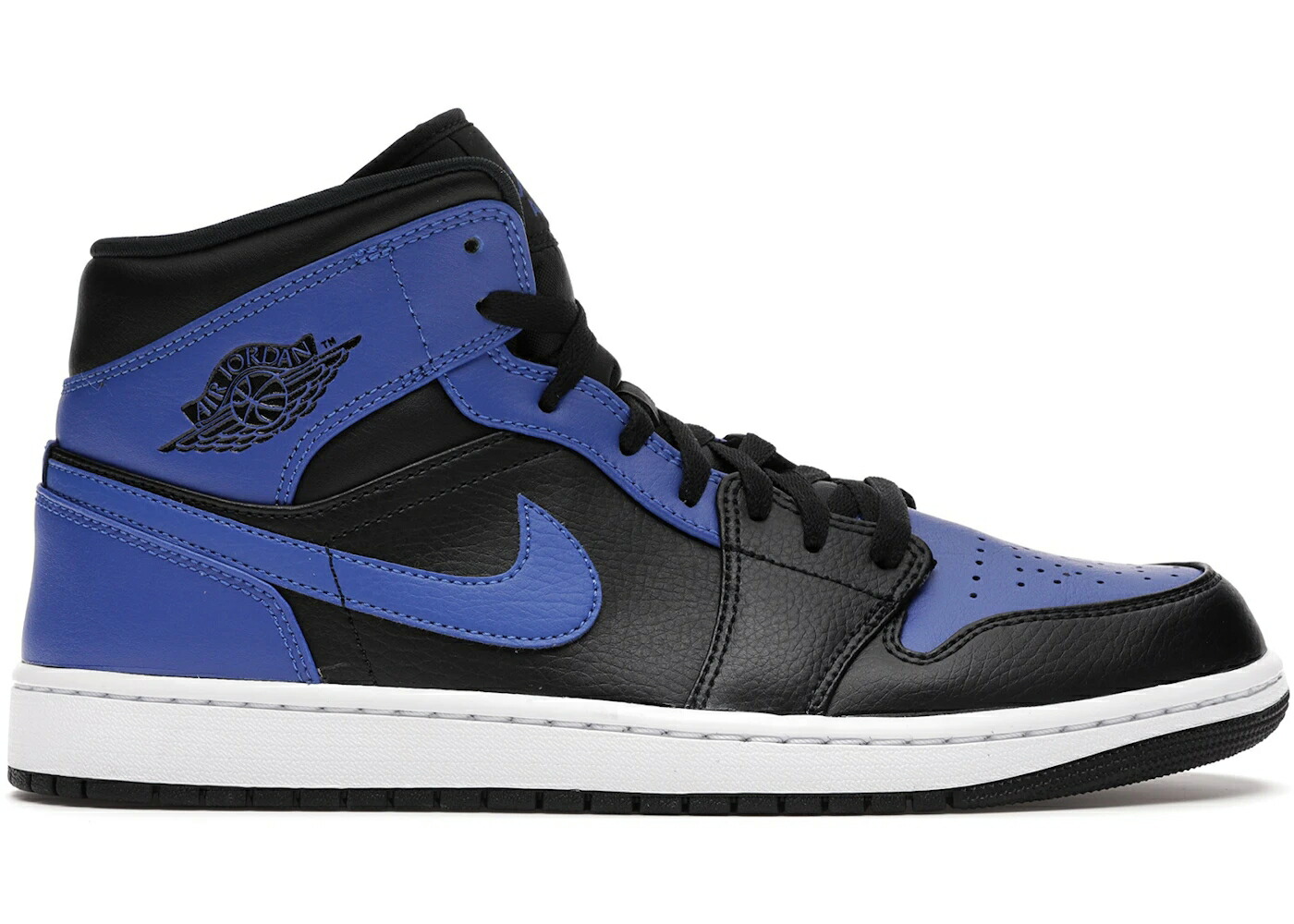 ナイキ ジョーダン ミッド なめし革 黒いこと 黒いこと 白いこと 白いこと スニーカー メンズ JORDAN 1 MID HYPER ROYAL TUMBLED LEATHER / BLACK HYPER ROYAL WHITE