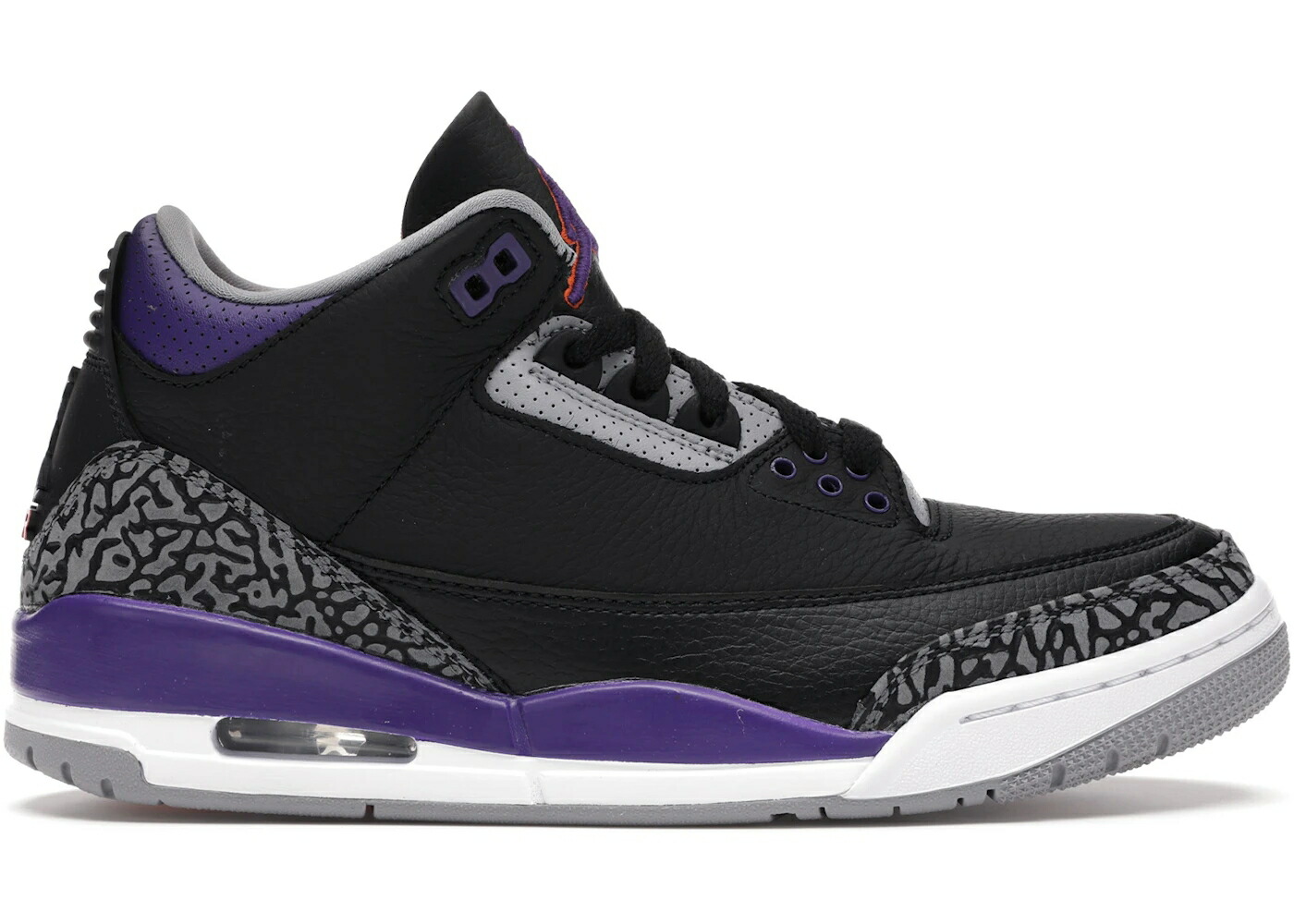 ナイキ ジョーダン 黒色 ブラック コート 紫 パープル 灰色 シメント グレー 白色 ホワイト スニーカー メンズ JORDAN 3 RETRO BLACK COURT PURPLE / BLACK CEMENT GREY WHITE COURT