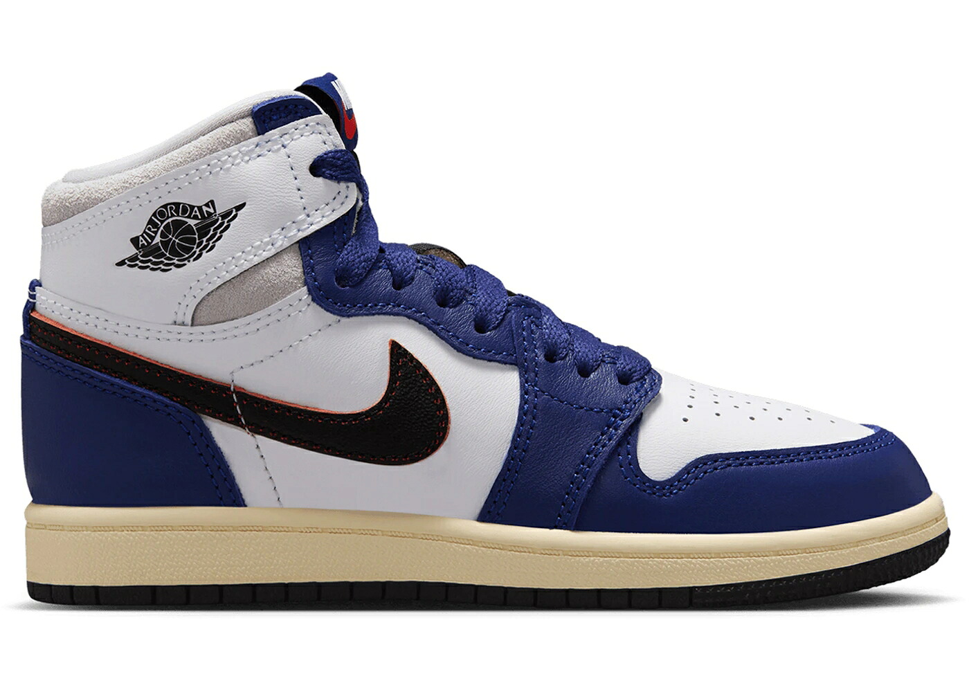 ナイキ ジョーダン ハイ 白色 ホワイト 黒色 ブラック 灰色 グレー ディープ ジュニア キッズ JORDAN 1 RETRO HIGH OG RARE AIR (PS) / WHITE BLACK NEUTRAL GREY DEEP ベビー マタニティ スニーカー｜スニケス