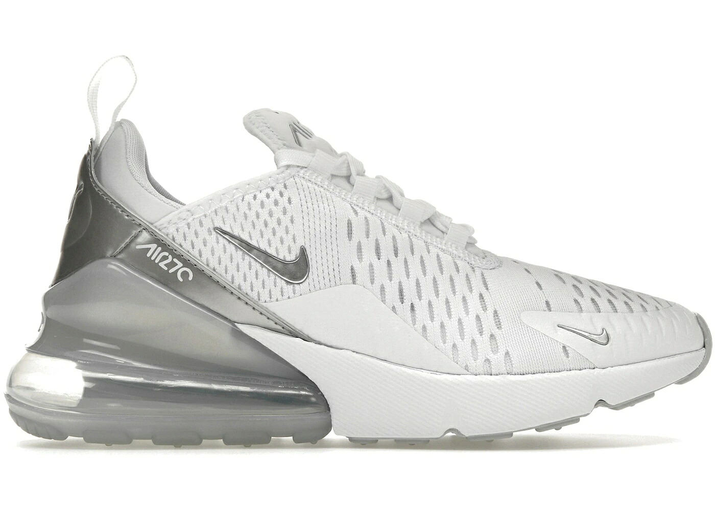 ナイキ マックス 白色 ホワイト ピュア プラチナム エアマックス WOMEN'S スニーカー レディース NIKE AIR MAX 270 WHITE PURE PLATINUM (WOMEN'S) / WHITE PURE PLATINUM METALLIC|スニケス