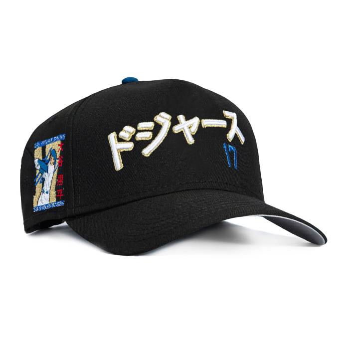 ニューエラ New Era 【 9Forty A-Frame Los Angeles Dodgers Shohei Ohtani 50/50 Patch Kanji Script Snapback Hat Men Black / Royal / Metallic Gold 】 ドジャース スクリプト Snapback スナップバック バッグ メンズ 黒色 ブラック