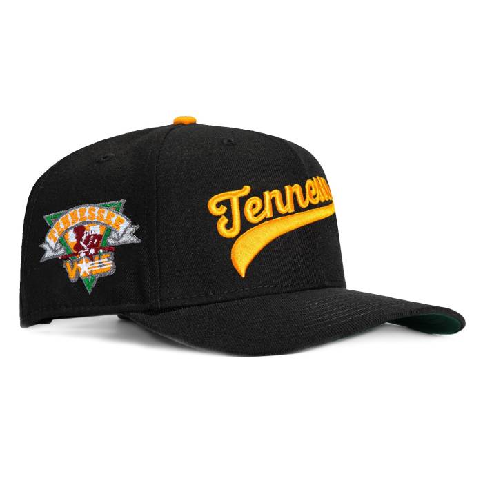 ニュー内鰓 New Era 【 9Seventy Tennessee Orange Logo Patch Script Stretch-Snapback Hat Men Black 】 テネシー orange 橙・オレンジ色 ロゴタイプ 脚本 メンズ 黒いこと 黒いこと