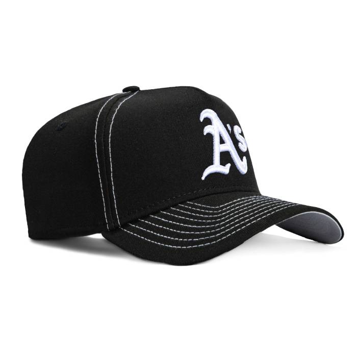 ニュー内鰓 New Era 【 9Forty A-Frame Contrast Stitch Oakland Athletics Snapback Hat Men Black / White 】 オークランド アスレチックス Snapback スナップバック 御徒面子 メンズ 黒いこと 黒いこと 白いこと 白いこと