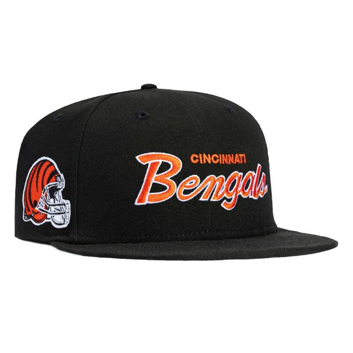 ニューエラ New Era 【 59Fifty Cincinnati Bengals Logo Patch Script Hat Men Black 】 シンシナティ ベンガルズ ロゴ スクリプト メンズ 黒色 ブラック