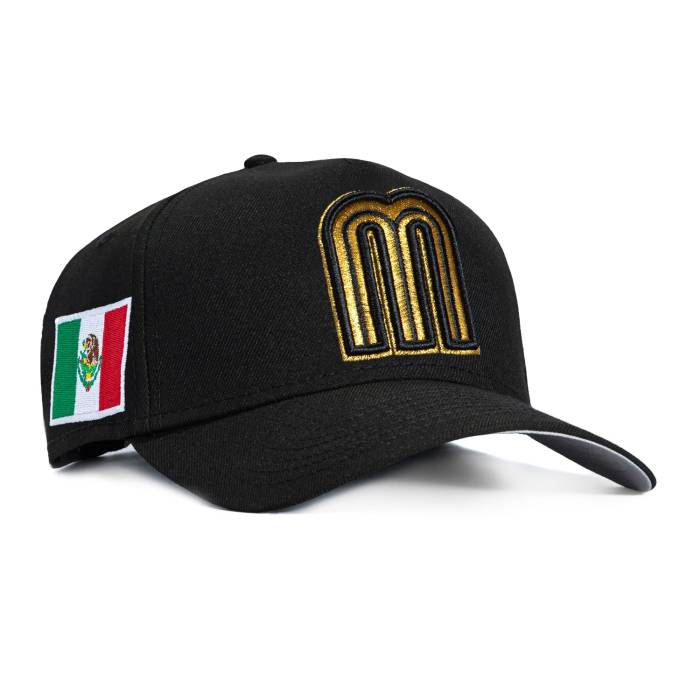 ニュー内鰓 New Era 【 9Forty A-Frame Mexico World Baseball Classic Mexico Flag Patch Snapback Hat Men Black / Metallic Gold 】 メキシコ合衆国 野球 古典派音楽 Snapback スナップバック 御徒面子 メンズ 黒いこと 黒いこと