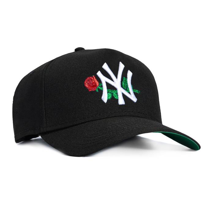 ニュー内鰓 New Era 【 9Forty A-Frame New York Yankees Rose Snapback Hat Men Black 】 ヤンキース Rose サクラ色 Snapback スナップバック 御徒面子 メンズ 黒いこと 黒いこと