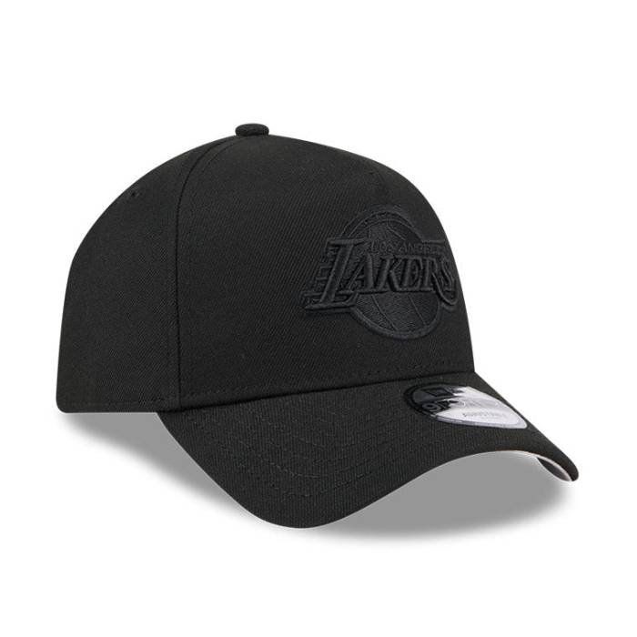 ニュー内鰓 New Era 【 9Forty A-Frame Los Angeles Lakers Snapback Hat Men Black On Black 】 Lakers レイカーズ Snapback スナップバック 御徒面子 メンズ 黒いこと 黒いこと