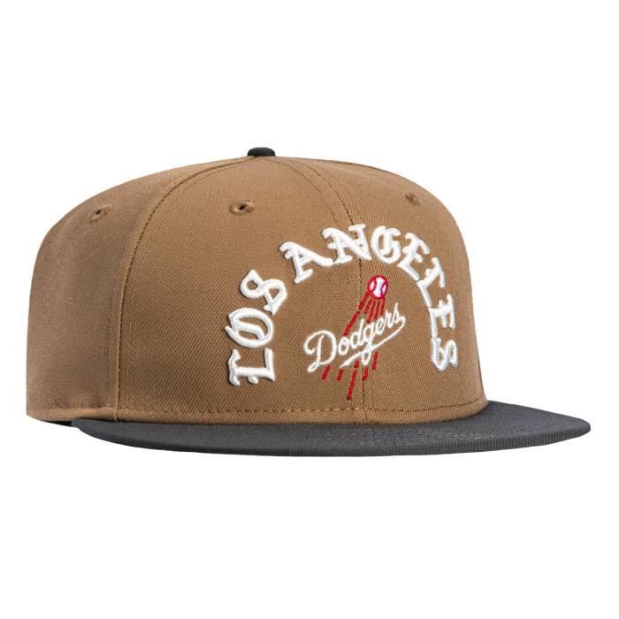 ニュー内鰓 New Era 【 59Fifty Los Angeles Dodgers Old English Arch Hat Men Khaki / Graphite 】 ドジャース メンズ カーキ