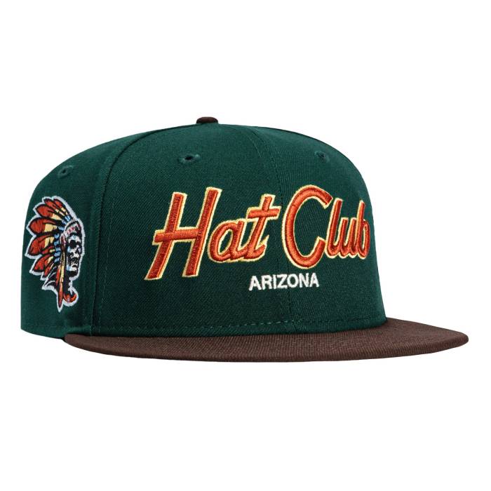 ニュー内鰓 New Era 【 59Fifty Hat Club Arizona Skull Chief Patch Script Hat Men Green / Brown 】 野球クラブ アリゾナ 旗がしら 脚本 メンズ green 緑・緑であること 赤銅色 赤銅色