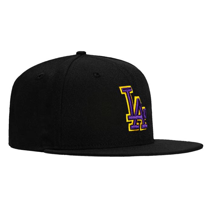ニューエラ New Era 【 59Fifty Los Angeles Dodgers Hat Men Black / Purple / Gold 】 ドジャース メンズ 黒色 ブラック Purple 紫・パープル ゴールド｜スニケス