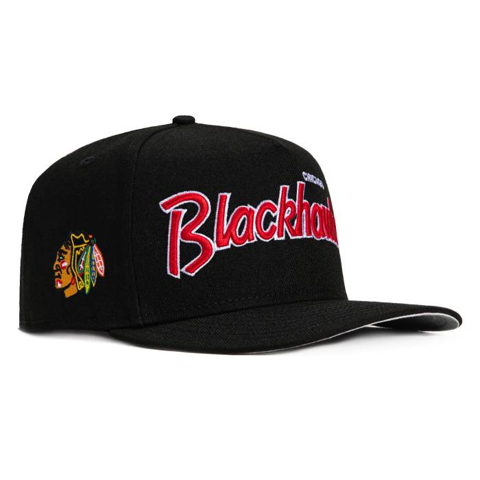 ニューエラ New Era 【 9Fifty A-Frame Chicago Blackhawks Logo Patch Snapback Script Hat Men Black 】 シカゴ ブラックホークス ロゴ Snapback スナップバック バッグ スクリプト メンズ 黒色 ブラック|スニケス