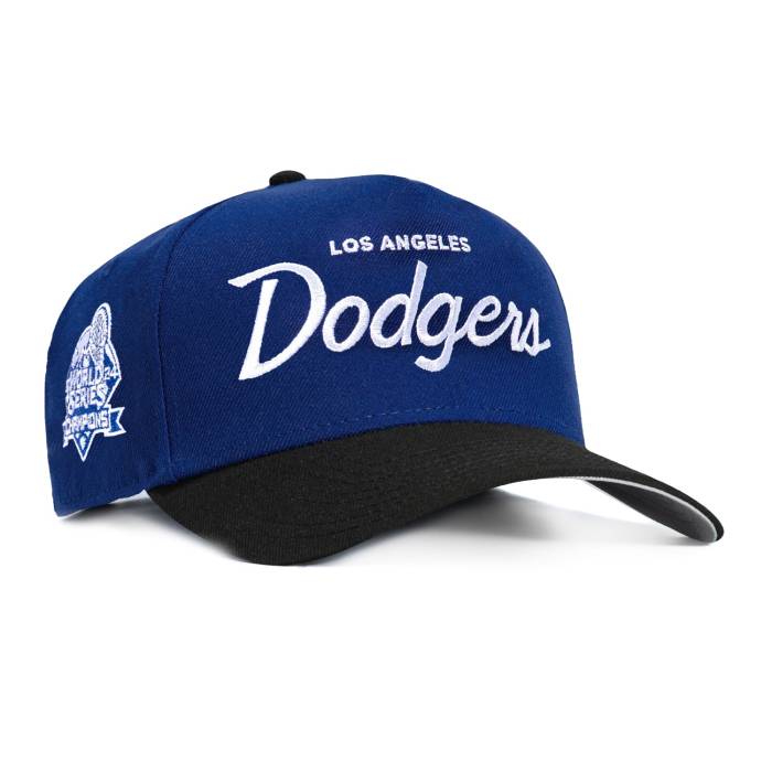 ニューエラ New Era 【 9Forty A-Frame Los Angeles Dodgers 2024 World Series Champions Patch Snapback Script Hat Men Royal / Black 】 ドジャース シリーズ Snapback スナップバック バッグ スクリプト メンズ 黒色 ブラック