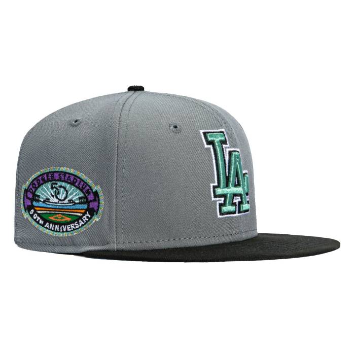 ニューエラ New Era 【 59Fifty Marine Metallics Los Angeles Dodgers 50Th Anniversary Stadium Patch Hat Men Storm Grey / Black 】 ドジャース スタジアム メンズ 灰色 グレー 黒色 ブラック