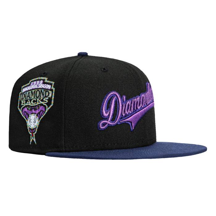 ニューエラ New Era 【 59Fifty Marine Metallics Arizona Diamondbacks Inaugural Patch Script Hat Men Black / Purple 】 アリゾナ ダイヤモンドバックス スクリプト メンズ 黒色 ブラック Purple 紫・パープル｜スニケス